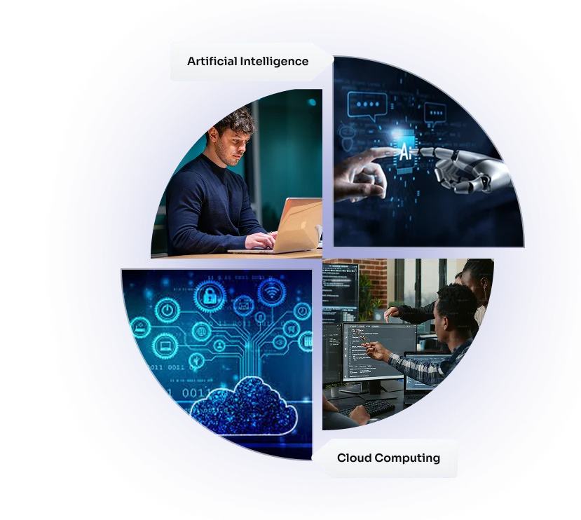 AI-powered IT solutions combining artificial intelligence, cloud computing, and digital innovation